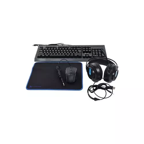 Xtreme K502C RGB Backlit USB Wired Gaming Keyboard, Mouse, Mouse Pad & Headphone Black Combo with Bangla