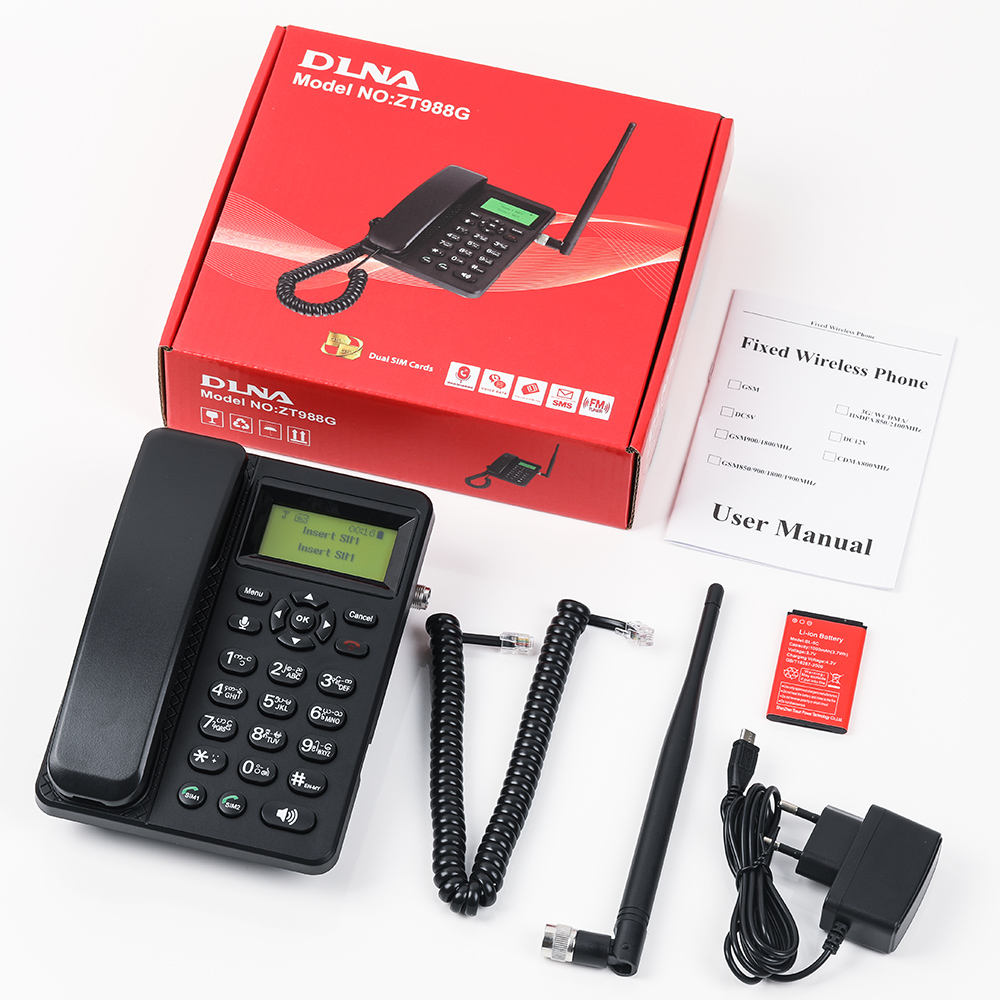 4G LTE Dual SIM Desk Phone with WiFi Hotspot, MP3, FM Radio & 2.4" Color Screen, Cordless Fixed Wireless Telephone for Home Use